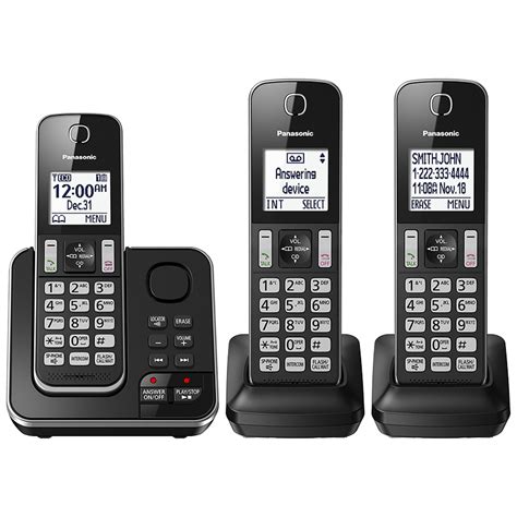 Panasonic 3 Handset Cordless Phone With Answering Machine Black