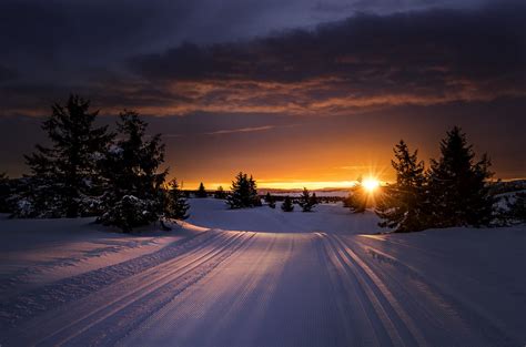 Ski Trails Into The Sunset By Jørn Allan Pedersen 500px Winter