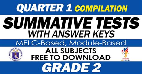 Grade Summative Tests Quarter Compilation All Subjects Deped Click