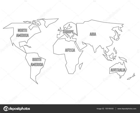 12 weltkarte kontinente zum ausmalen foto neu ausmalbilder. Vereinfachte schwarzer Umriss der Weltkarte aufgeteilt auf ...