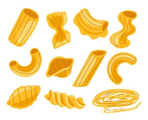 Premium Vector Different Type Of Pasta Noodles Isolated Set