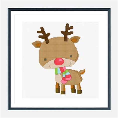 reindeer silhouette cute christmas cross stitch pattern etsy