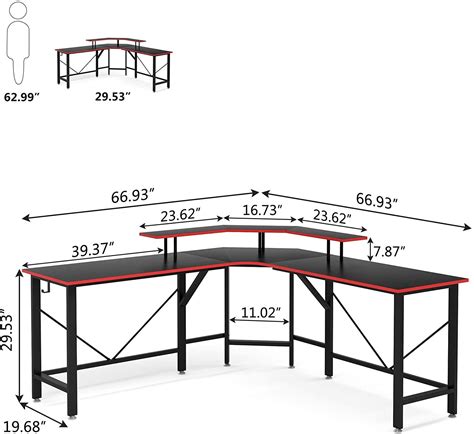 Tribesigns L Shaped Gaming Desk With Monitor Stand Shelf 65 Inches