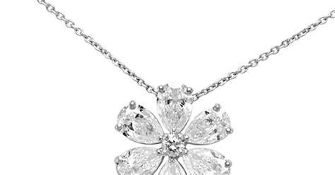 Pear Shape Diamond Flower Pendant Necklace