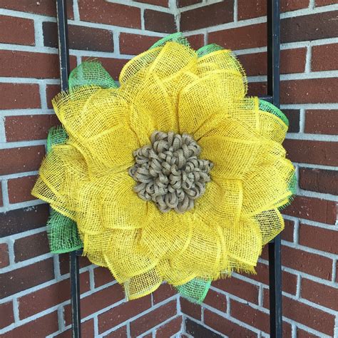Sunflower Burlap Wreath Burlap Sunflower Wreath Sunflower | Etsy | Sunflower burlap wreaths ...