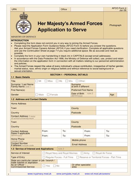 Military Application Form For 2023 Printable Forms Free Online