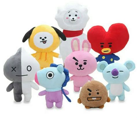 10in Kpop Bts Bt21 Chimmy Cooky Tata Plush Toys Standing Doll Cartoon
