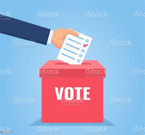 Hand Puts Vote Bulletin Into Vote Box Election Concept Stock ...