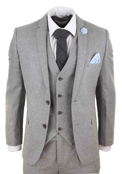Mens Grey Vintage 3 Piece Suit Happy Gentleman