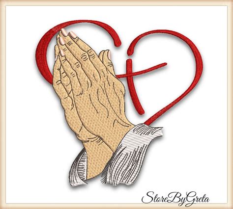 Praying Hands Embroidery Machine Designs Christian Pes Etsy