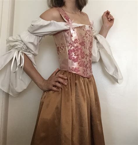 peasant bodice renaissance corset floral cherry blossom pink etsy