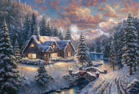 Christmas Thomas Kinkade Winter Wallpapers Top Free Christmas Thomas