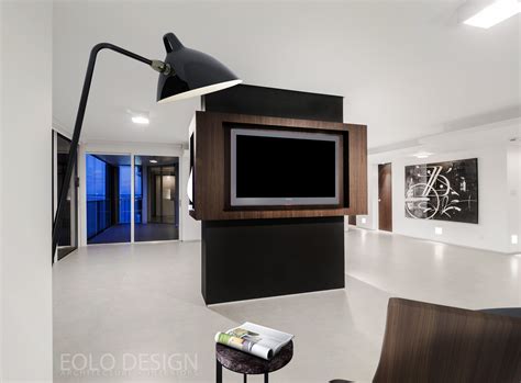 Modern Condo Living Room With Accent Wood Details Eolo Design Miami