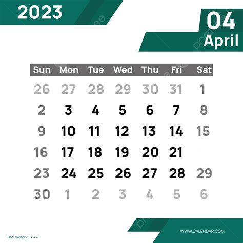 Calendario Verde 2023 Mes Abril Imágenes Hd Png Calendario 2023
