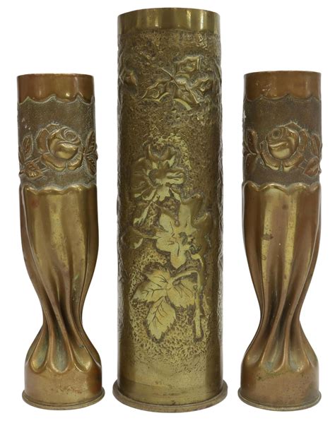 3 Wwi Era Trench Art Artillery Shell Vases Barnebys