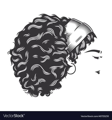 Woman Face With Afro Messy Bun Vintage Hairstyles Vector Image