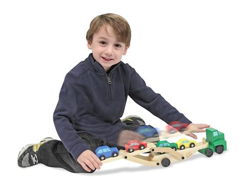 Melissa And Doug Car Carrier Truck And Cars Wooden Toy Set