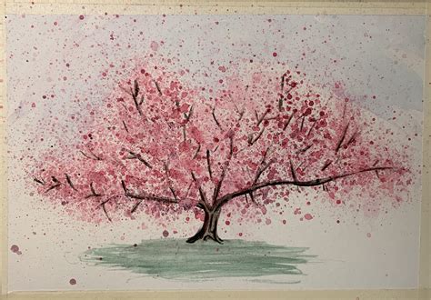 Watercolor children's tree botanical season isolated illustration. Cherry Blossom Tree, Watercolor, 11 in x 7 in : Art