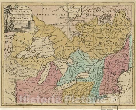 Historic 1776 Map An Accurate Map Of The Present Seat Of War Between