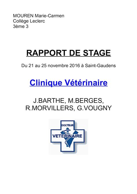 Stage De Eme Chez Un Veterinaire