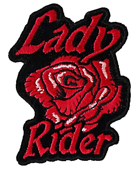 Lady Rider With Red Rose Lady Biker Patch Leather Supreme