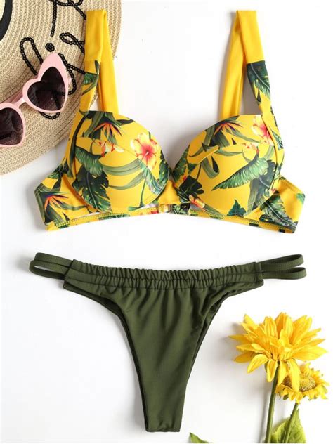 Jungle Push Up String Bikini In Rubber Ducky Yellow Zaful 2024