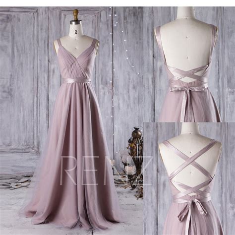 Infinity Bridesmaid Dress Mauve Wedding Dress Convertible Straps Tulle
