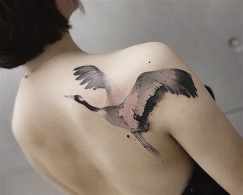 Crane Tattoo On Shoulder Blade Best Tattoo Ideas Gallery
