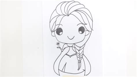 How To Draw Cute Cartoon Elsa From Frozen Youtube