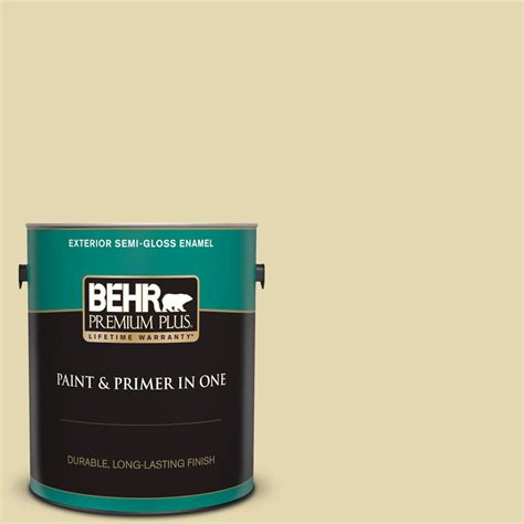 BEHR PREMIUM PLUS 1 Gal MQ3 42 Honey Mist Semi Gloss Enamel Exterior