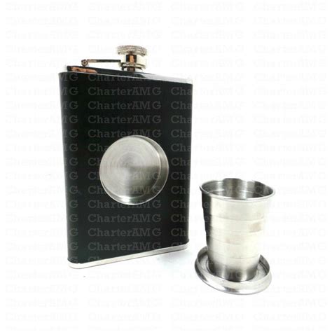 Shot Flask 8oz Hip Flask With A Built In Collapsible Shot Glass Stainless Steel Household