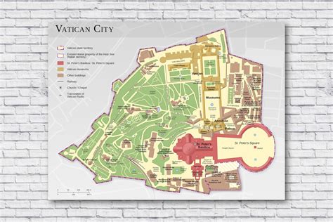 Mapa De La Ciudad Del Vaticano Mapa Del Vaticano En Roma Etsy España