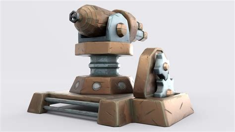 3d Model Cartoon Turret Vr Ar Low Poly Rigged Animated Cgtrader