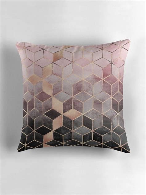 Pink And Grey Gradient Cubes By Elisabeth Fredriksson Geometric Throw