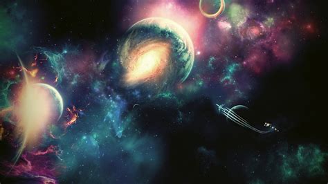 Artwork Fantasy Art Galaxy Planet Nebula Constellation Stars