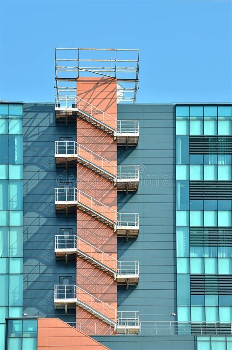 Photo About Modern Building Architecture With Outdoor Stairs For Fire