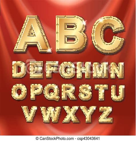 Gold Metal Alphabet Letters Set Vector Illustration Canstock