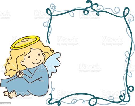 Little Angel Frame Picture Border Stock Vector Art And More Images Of