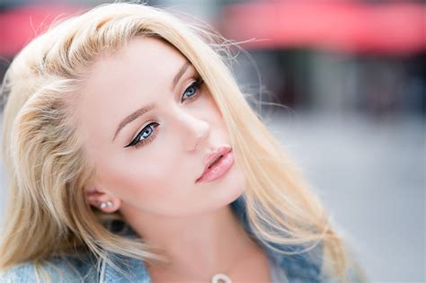 Free Download Hd Wallpaper Girl Model Long Hair Photo Blue Eyes Lips Face Blonde