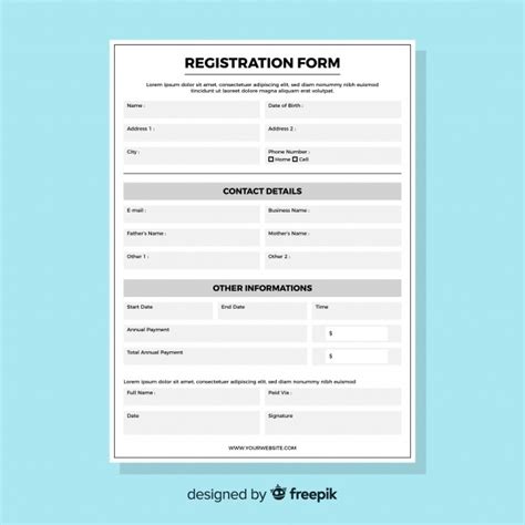 Registration Form Free Vector