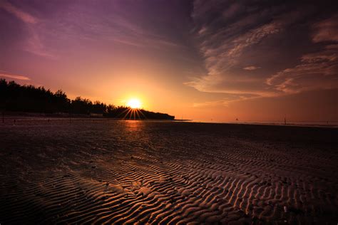 Beach Sand Sunset Evening Hd Nature 4k Wallpapers Images