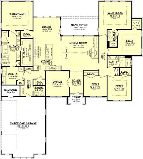 Open Floor Plan 4 Bedroom Ranch Floorplansclick