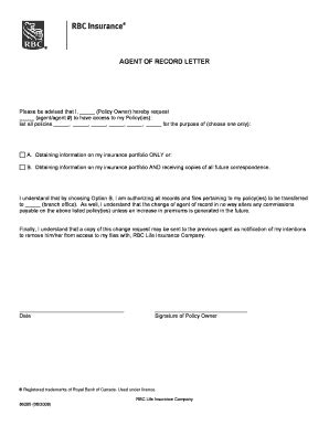 Download a broker of record letter (sample) below Agent Of Record Letter - Fill Online, Printable, Fillable ...