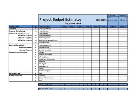 Project Costing Excel Template
