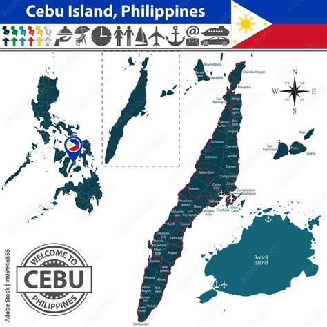 Map Of Cebu Island Philippines Stock Vektorgrafik Adobe Stock