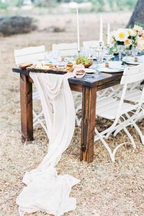 Ivory Flowy Chiffon Table Runner Farm Wedding Wedding Reception