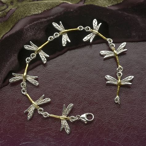 Dragonfly Bracelet In Silver And Gold By Simon Kemp Jewellers