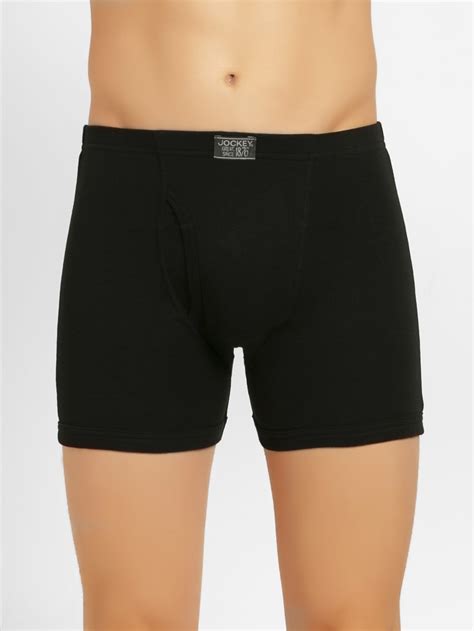 Buy Black Boxer Briefs With Front Fly And Concealed Waistband For Men