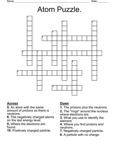 Atom Puzzle Crossword Wordmint