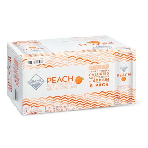 Clear American Peach Sparkling Water 12 Fl Oz 8 Count